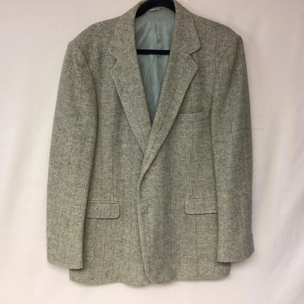 Haggar Blazer Imperial Wool Tweed Plaid Professional Preppy Classic Mens SZ 46R